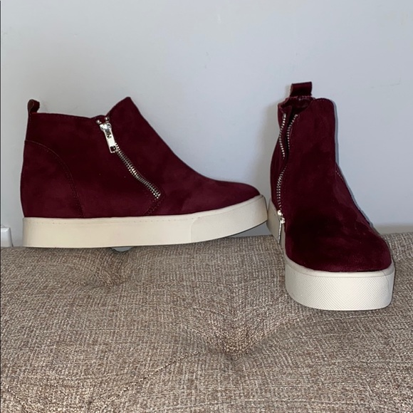 maroon platform sneakers